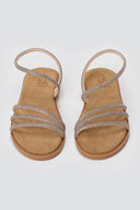 Estil - Rhinestone Sandals - Beige Suede