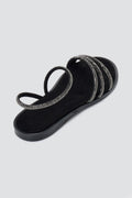 Estil - Rhinestone Sandals - Black Suede