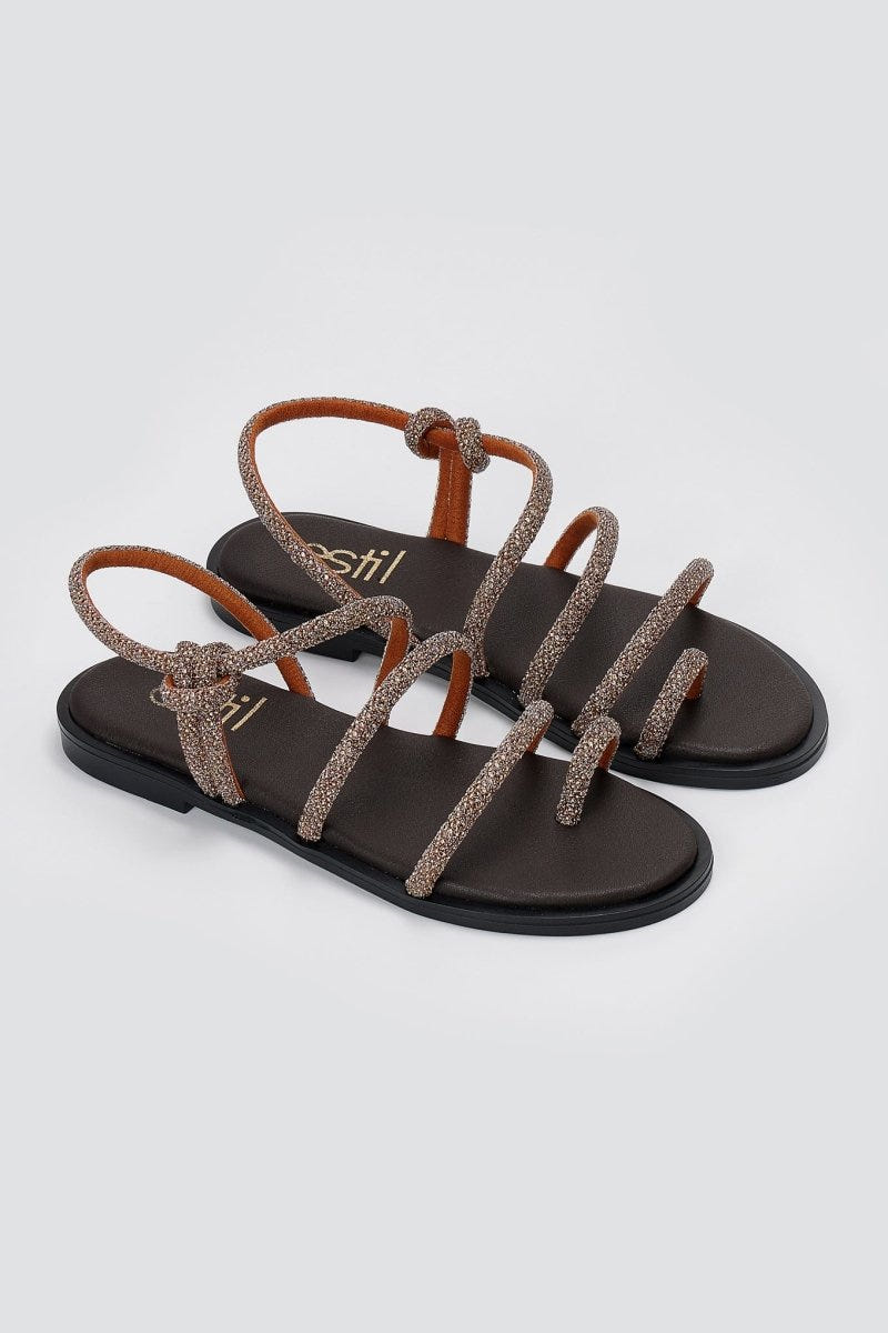 Estil - Rhinestone Sandals - Bronze