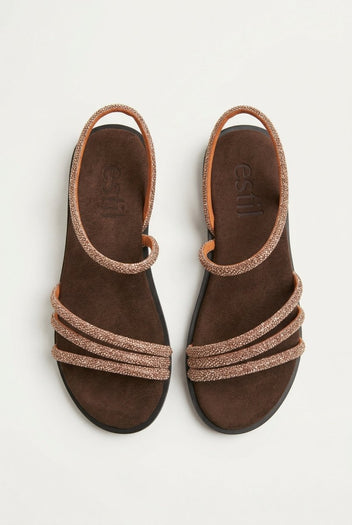Estil - Rhinestone Sandals - Brown Suede