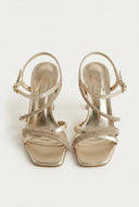 TFP - Rhinestone Strap Heeled Sandals - Gold