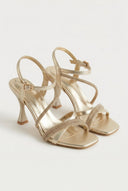 TFP - Rhinestone Strap Heeled Sandals - Gold