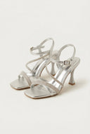 TFP - Rhinestone Strap Heeled Sandals - Silver Metallic