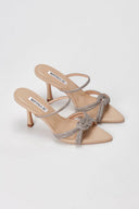 BOTEGGA 22 - Rhinestone Strap Mules Slim Heel - Beige Matte