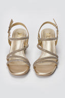 Xti Footwear - Rhinestone Strap Sandals Block Heel - Gold