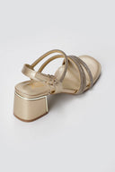 Xti Footwear - Rhinestone Strap Sandals Block Heel - Gold