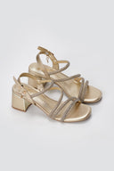 Xti Footwear - Rhinestone Strap Sandals Block Heel - Gold