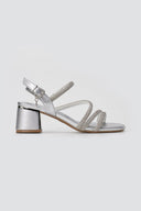 Xti Footwear - Rhinestone Strap Sandals Block Heel - Silver Metallic