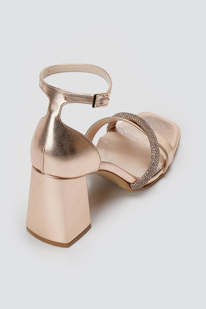 TFP - Rhinestone Strap Sandals - Matte Rose Gold