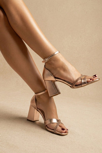TFP - Rhinestone Strap Sandals - Matte Rose Gold