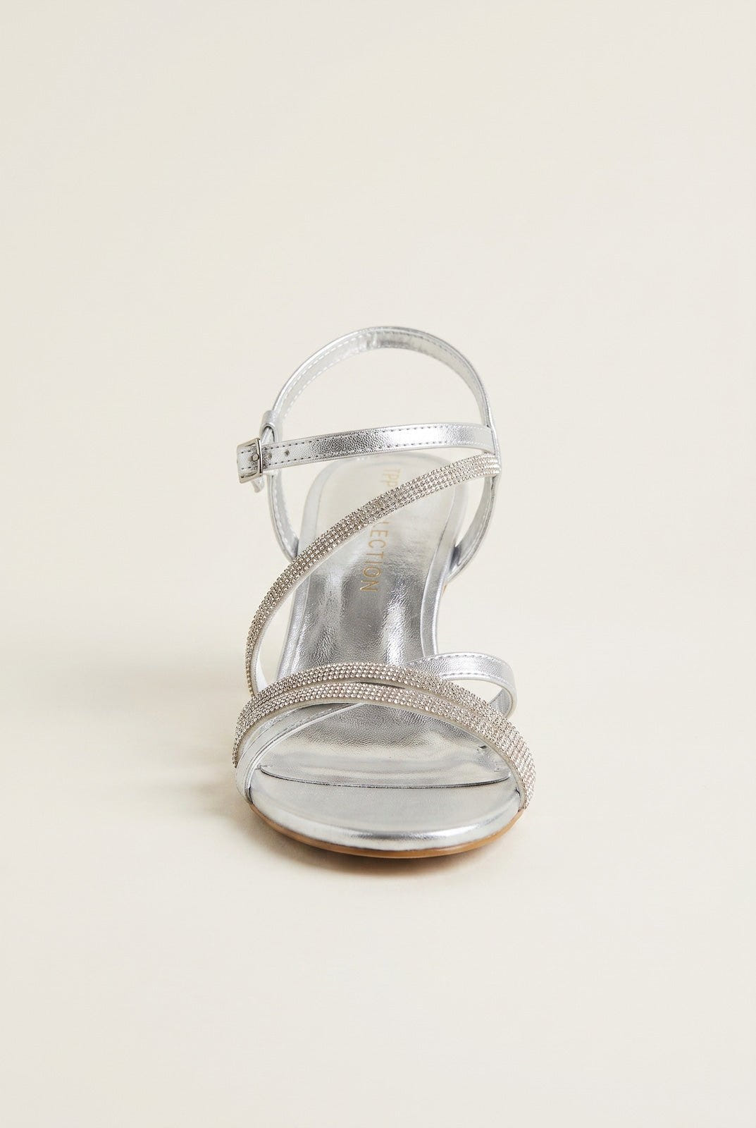 TFP - Rhinestone Strap Sandals - Silver Metallic