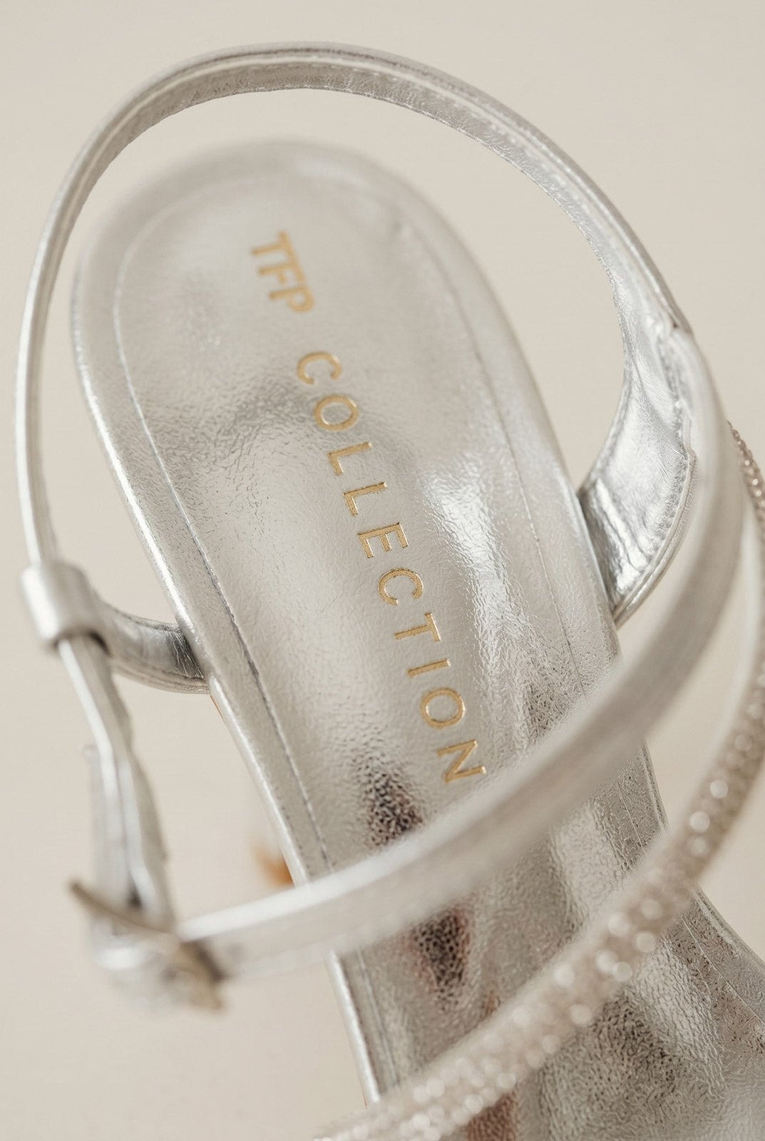 TFP - Rhinestone Strap Sandals - Silver Metallic