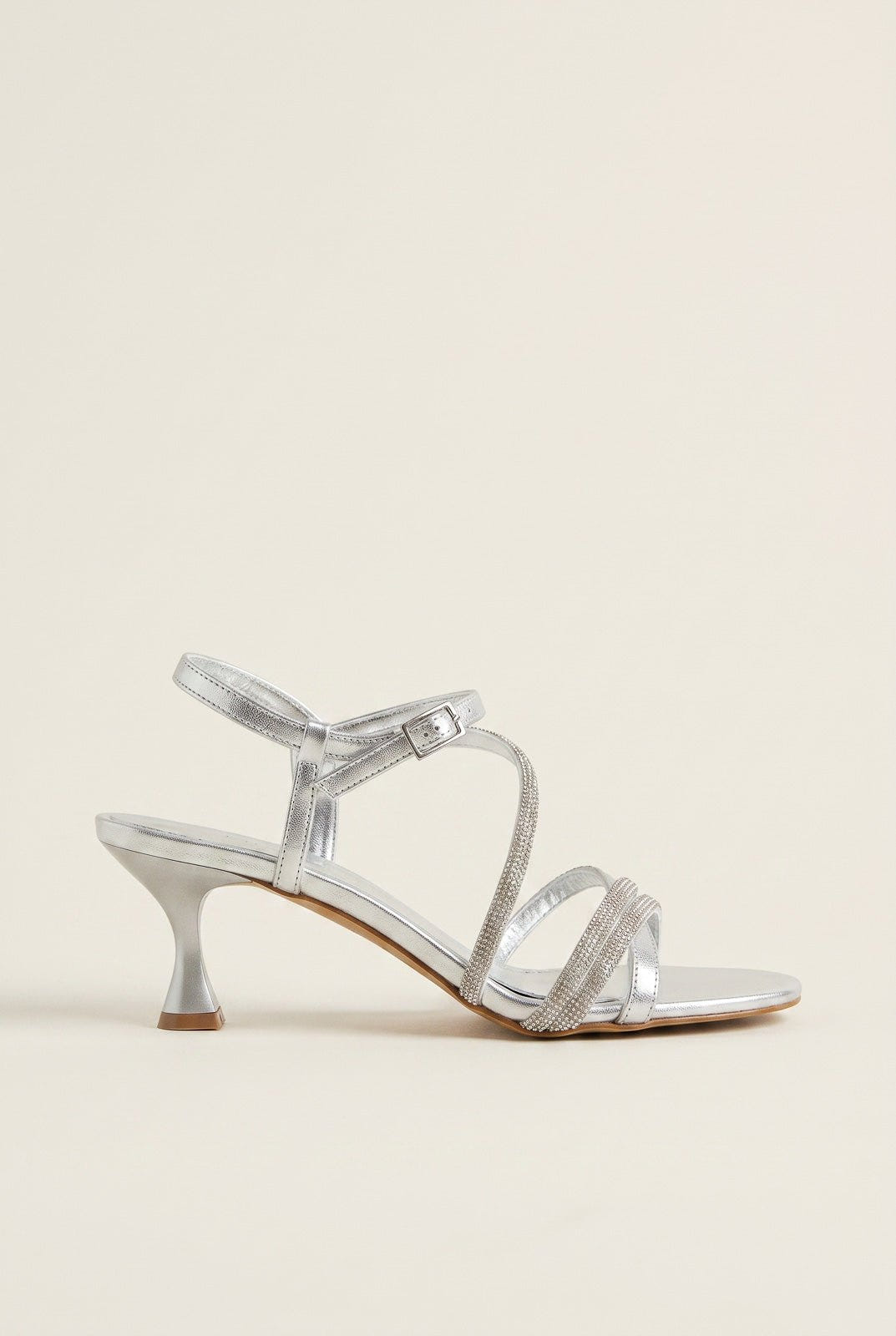 TFP - Rhinestone Strap Sandals - Silver Metallic