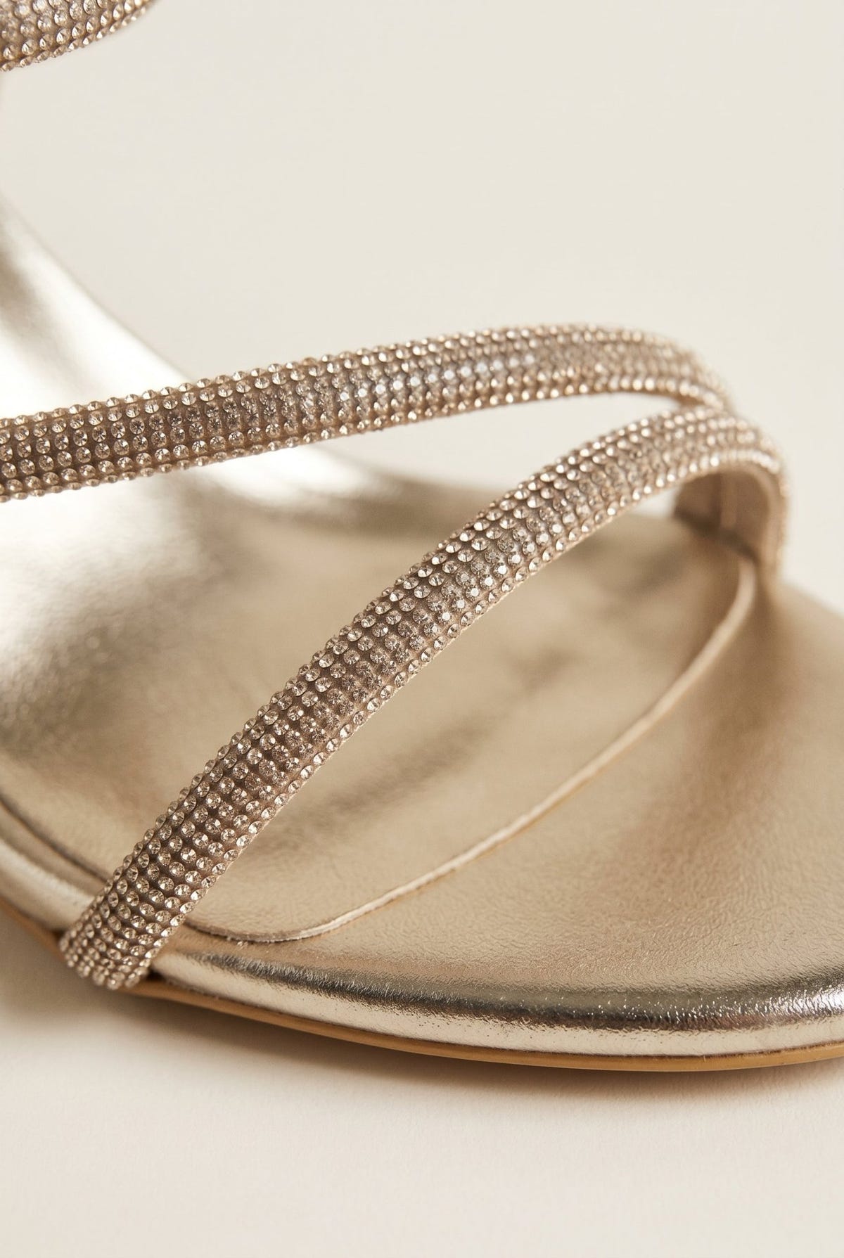 TFP - Rhinestone Strap Stiletto Heel Sandals - Gold