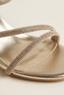 TFP - Rhinestone Strap Stiletto Heel Sandals - Gold