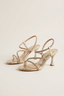 TFP - Rhinestone Strap Stiletto Heel Sandals - Gold