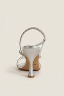 TFP - Rhinestone Strap Stiletto Heel Sandals - Silver Metallic