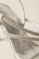 TFP - Rhinestone Strap Stiletto Heel Sandals - White Pearl