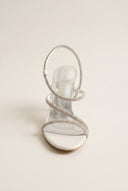 TFP - Rhinestone Strap Stiletto Heel Sandals - White Pearl