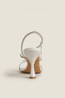 TFP - Rhinestone Strap Stiletto Heel Sandals - White Pearl