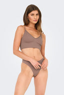 ONLY - Ribbed Crop Top Thin Strap - Mocha