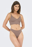 ONLY - Ribbed Crop Top Thin Strap - Mocha