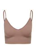 ONLY - Ribbed Crop Top Thin Strap - Mocha
