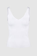 BISOU - Ribbed Crop Top Wide Strap - White