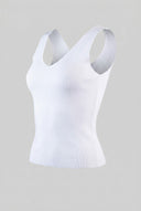 BISOU - Ribbed Crop Top Wide Strap - White
