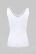 BISOU - Ribbed Crop Top Wide Strap - White