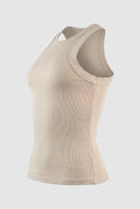 Jean Louis Francoise - Ribbed Sleeveless Top - Beige