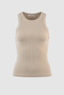 Jean Louis Francoise - Ribbed Sleeveless Top - Beige