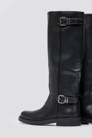 Riding Boots Buckle Straps - Black Matte - thefashionproject.gr - Stephan