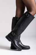 Riding Boots Buckle Straps - Black Matte - thefashionproject.gr - Stephan