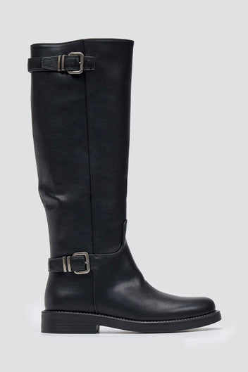 Riding Boots Buckle Straps - Black Matte - thefashionproject.gr - Stephan