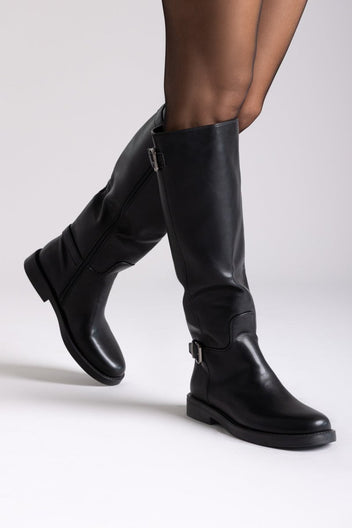 Riding Boots Buckle Straps - Black Matte - thefashionproject.gr - Stephan