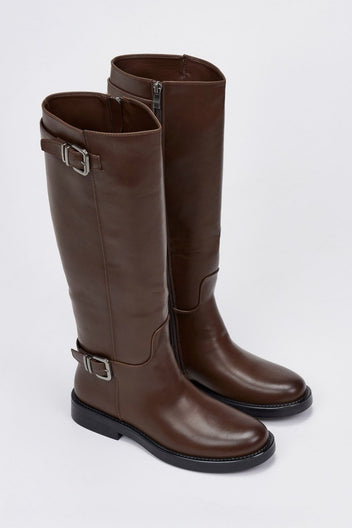 Riding Boots Buckle Straps - Light Brown Matte - thefashionproject.gr - Stephan
