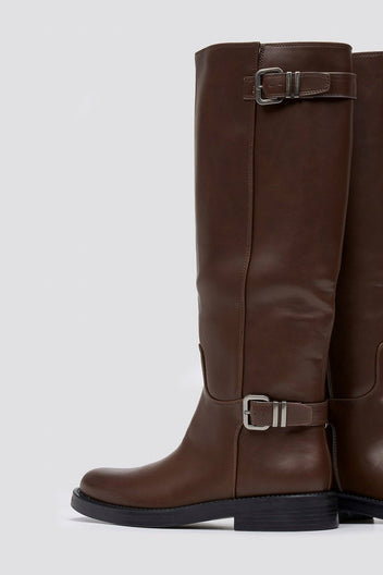 Riding Boots Buckle Straps - Light Brown Matte - thefashionproject.gr - Stephan