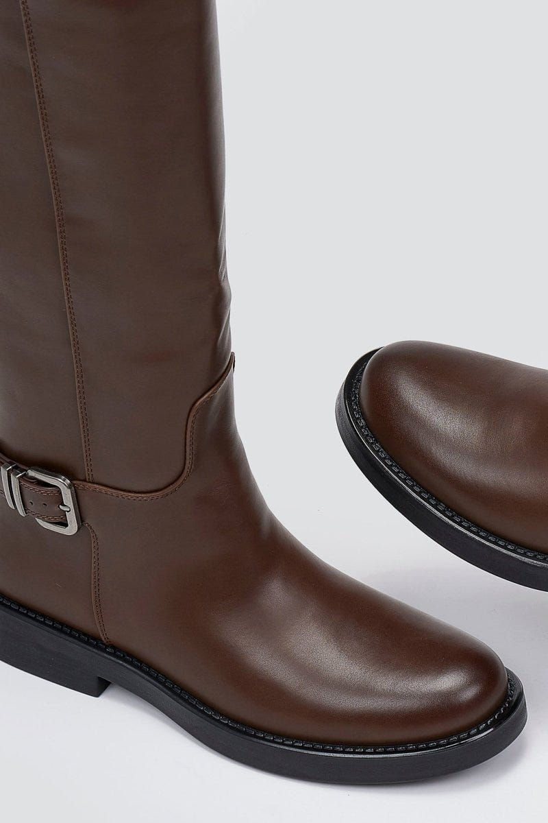 Riding Boots Buckle Straps - Light Brown Matte - thefashionproject.gr - Stephan