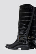 Riding Boots Croc Embossed - Black Croc - thefashionproject.gr - Ideal shoes