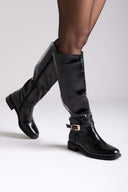 Riding Boots Croc Embossed - Black Croc - thefashionproject.gr - Ideal shoes