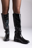 Riding Boots Croc Embossed - Black Croc - thefashionproject.gr - Ideal shoes