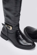 Riding Boots Croc Embossed - Black Croc - thefashionproject.gr - Ideal shoes