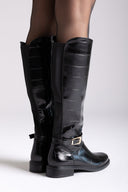 Riding Boots Croc Embossed - Black Croc - thefashionproject.gr - Ideal shoes