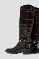 Riding Boots Croc Embossed - Brown Croc - thefashionproject.gr - Ideal shoes