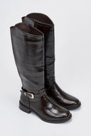 Riding Boots Croc Embossed - Brown Croc - thefashionproject.gr - Ideal shoes