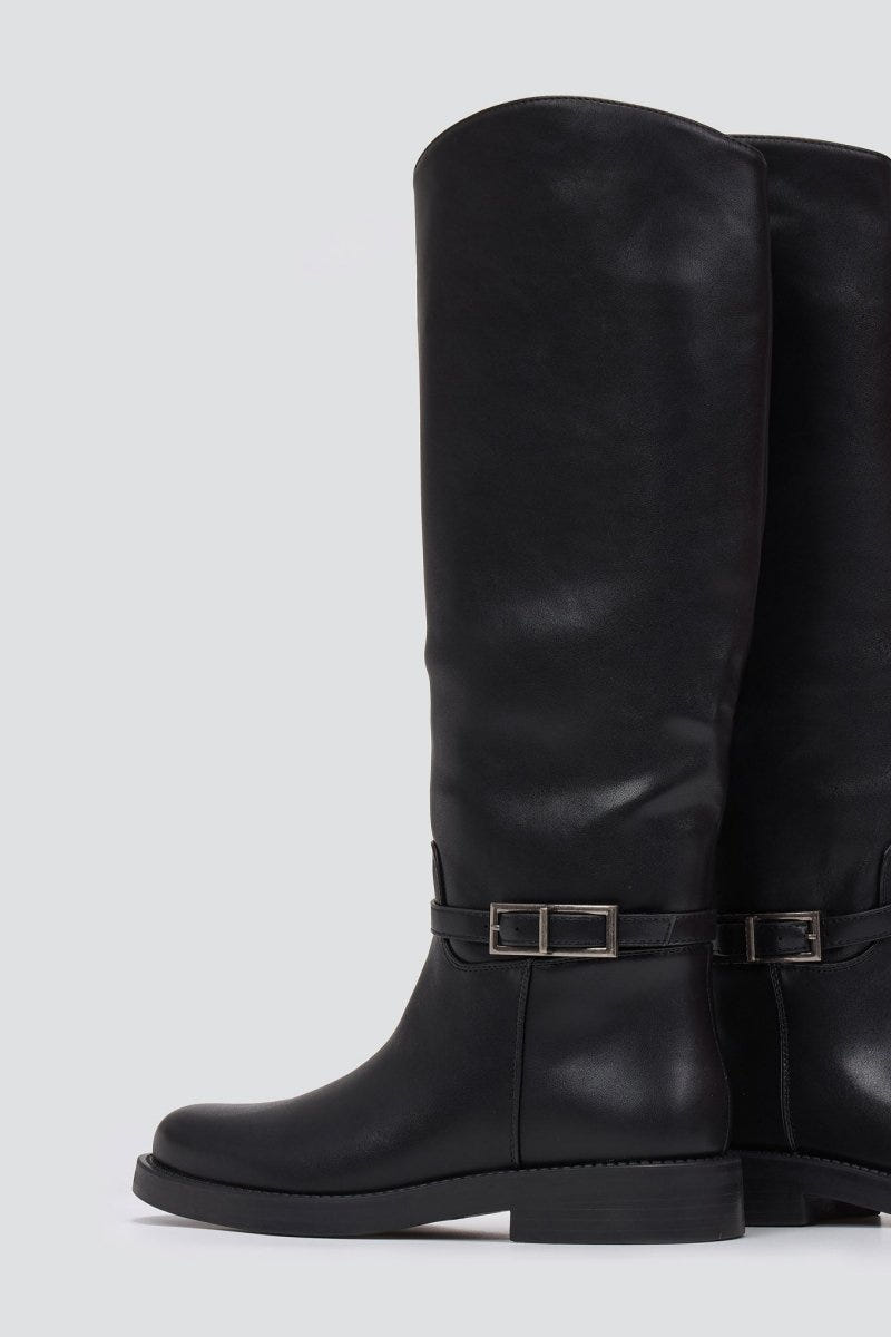 Riding Boots Side Buckle - Black Matte - thefashionproject.gr - Stephan