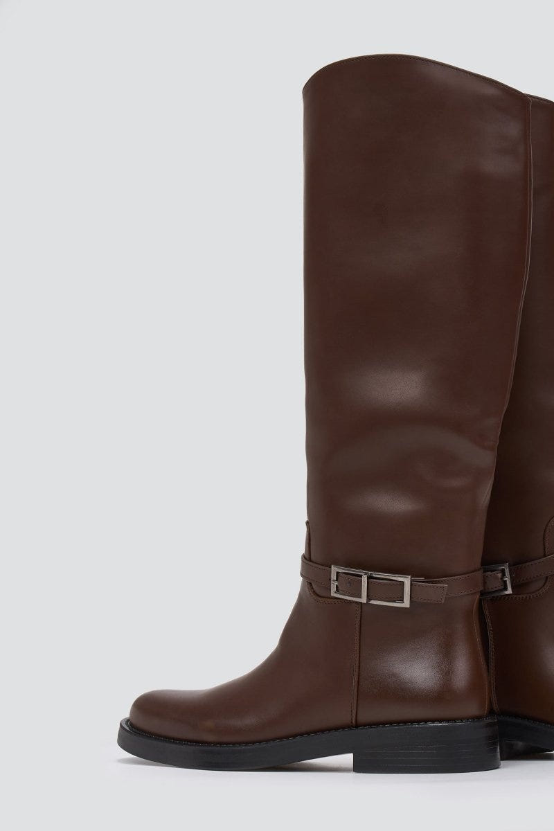 Riding Boots Side Buckle - Brown Matte - thefashionproject.gr - Stephan