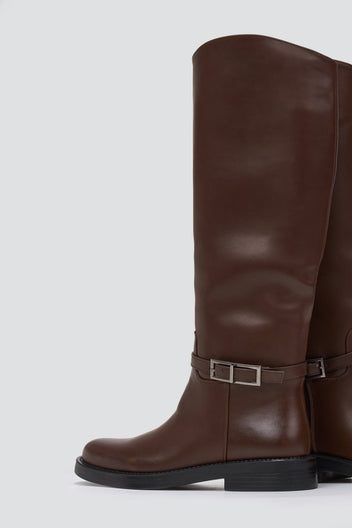 Riding Boots Side Buckle - Brown Matte - thefashionproject.gr - Stephan