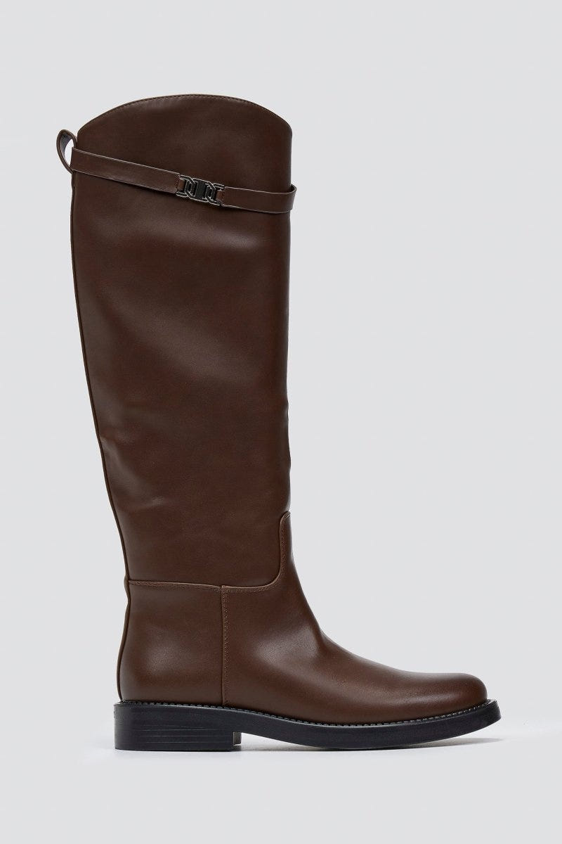 Stephan - Riding Boots Strap Detail - Light Brown Matte